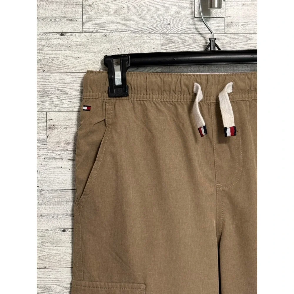Tommy Hilfiger Boys Youth Khaki Cargo Shorts Elastic Waist Tan Size L 16/18